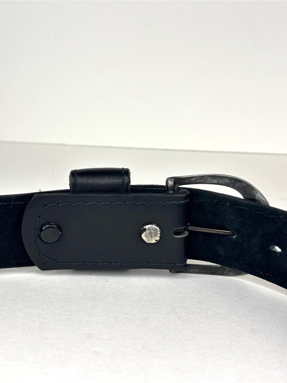 Vintage Black‎ Leather 80’s / 90’s  Biker Moto Punk Woven Detail Belt Unisex M/L - Picture 12 of 14